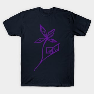 Telkin Flower Purple on Navy T-Shirt